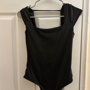 Black Square Neck Bodysuit